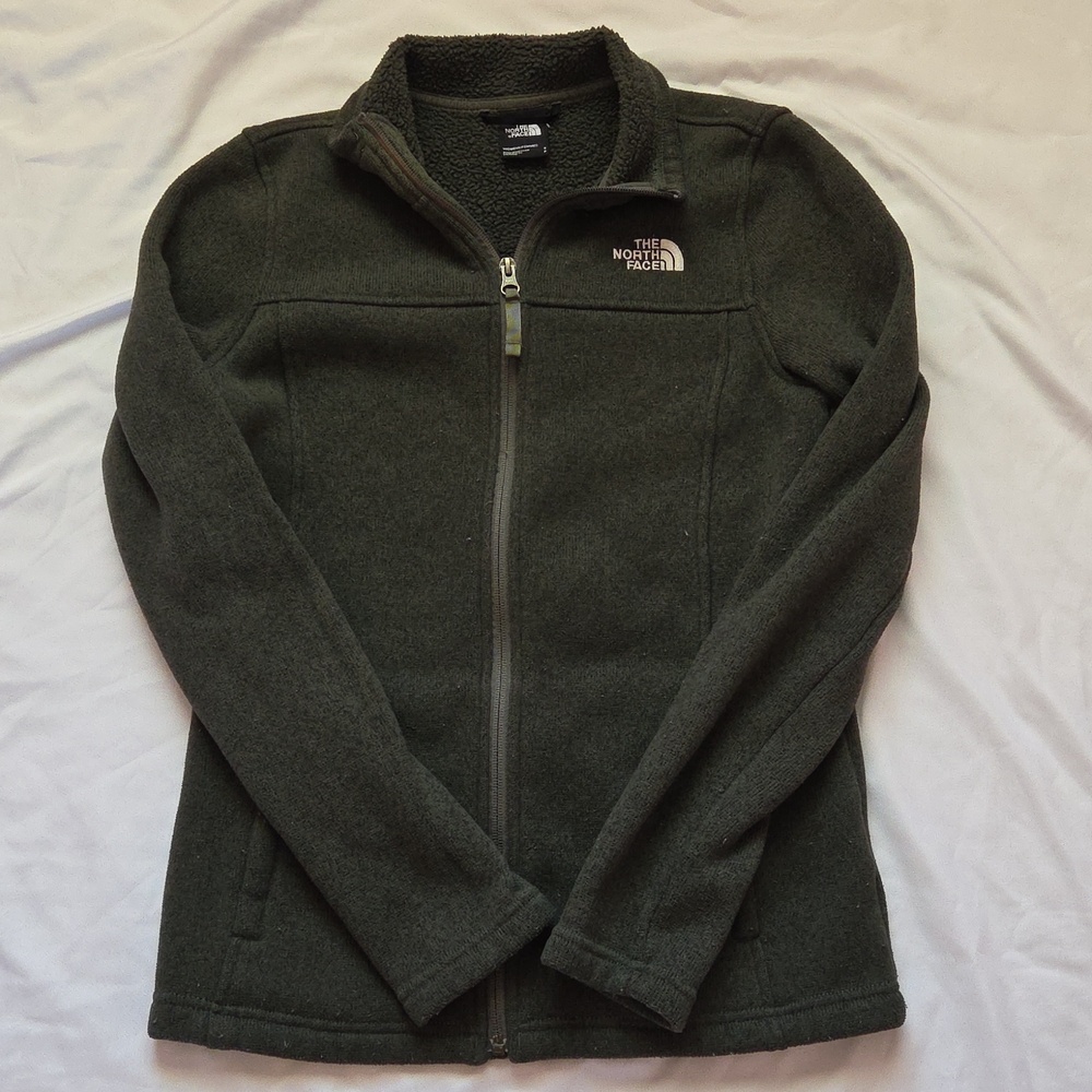 The North Face Size S Womens Full Zip Pocket Fleece Lined Athletic Jacket Green